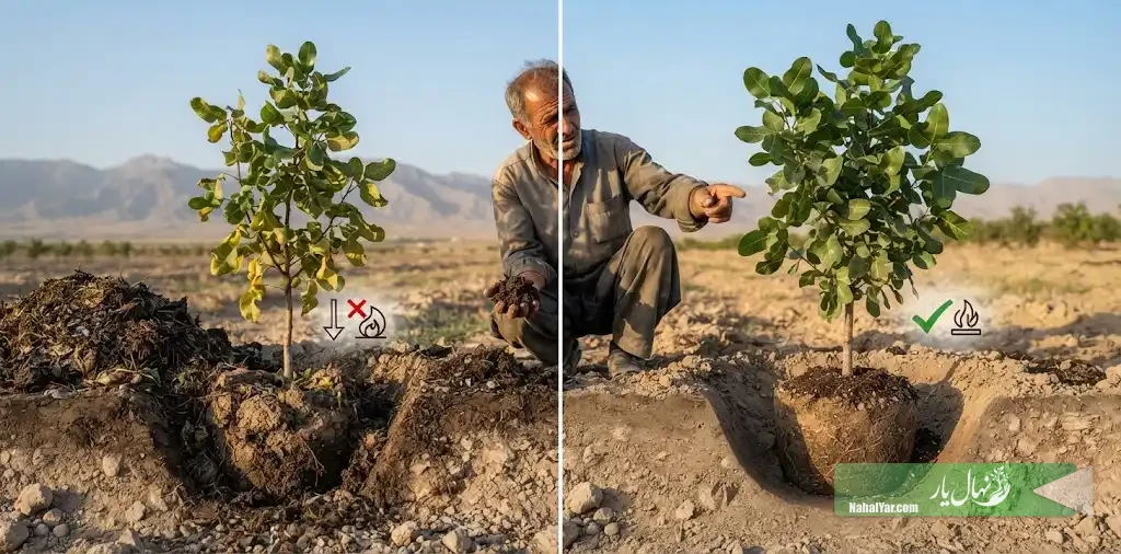 چاله کاشت نهال؛ چرا کود و مواد ناشناخته خطرناک‌اند؟
