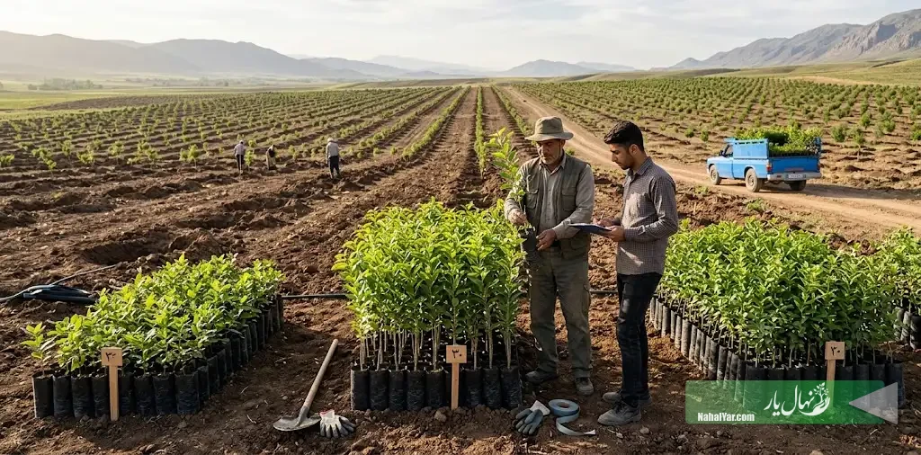 نحوه انتخاب نهال هم‌رقم و هم‌سن برای باغ بزرگ