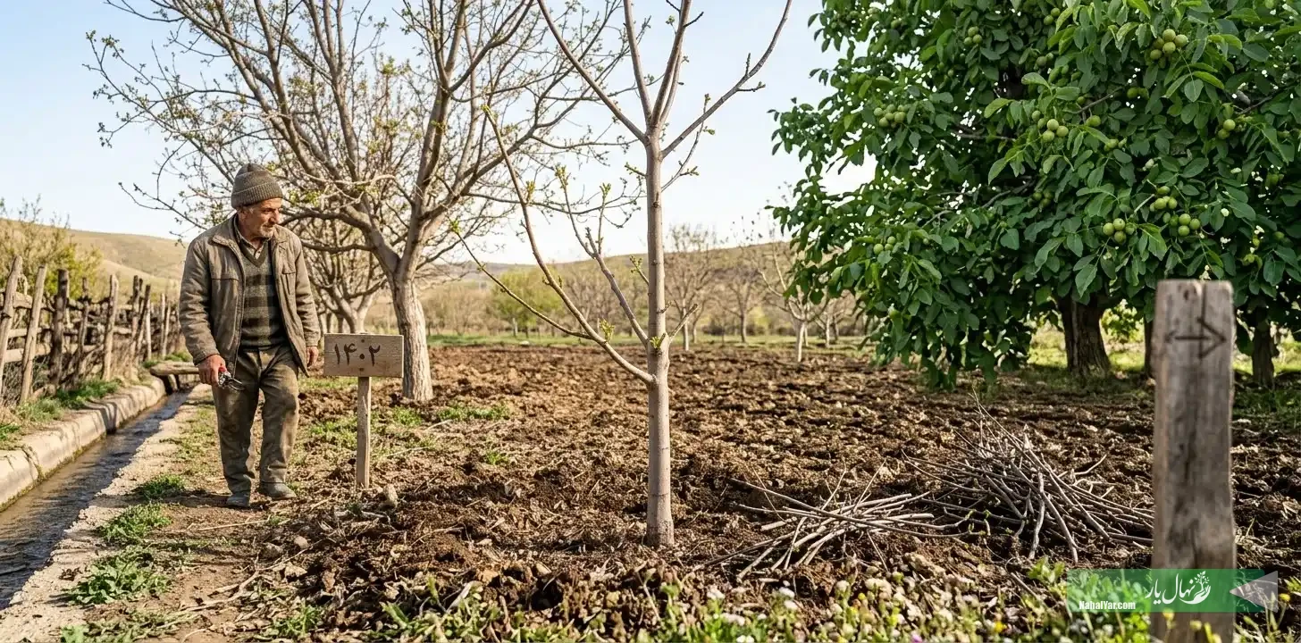 ساخت اسکلت نهایی درخت گردو با هرس اصولی