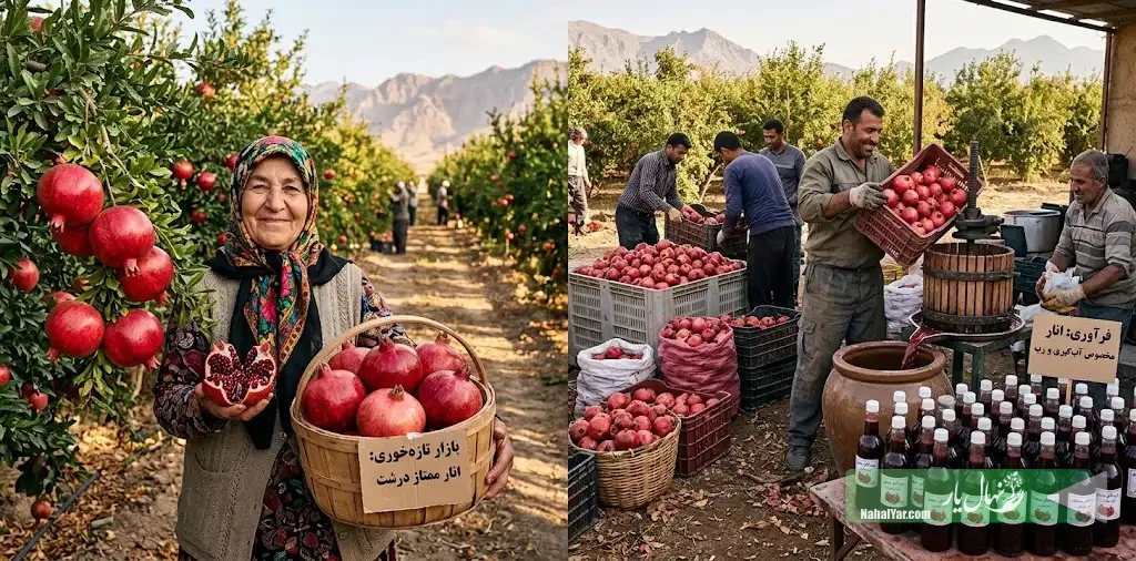 نهال انار برای تازه‌خوری یا فرآوری | انتخاب رقم مناسب