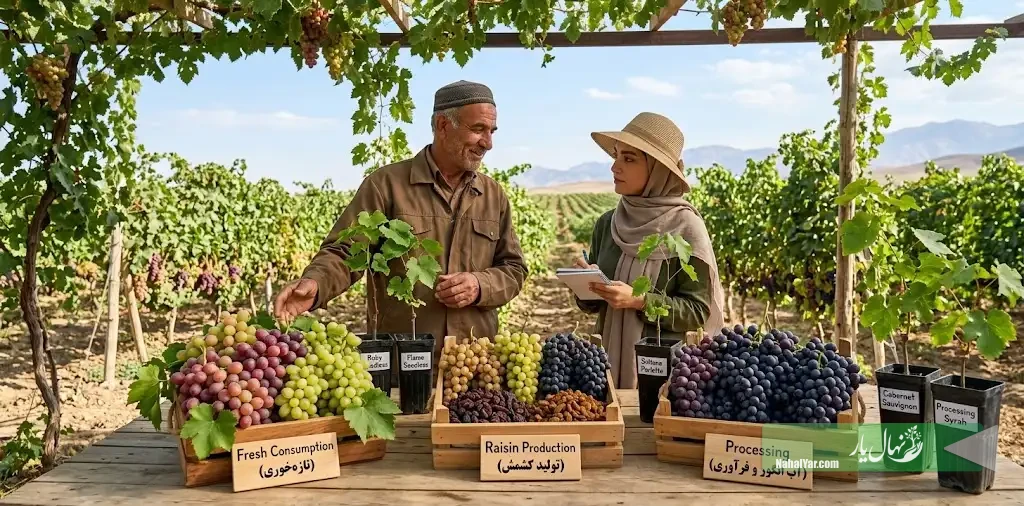 خرید نهال انگور؛ انتخاب رقم برای تازه‌خوری، کشمش و فرآوری