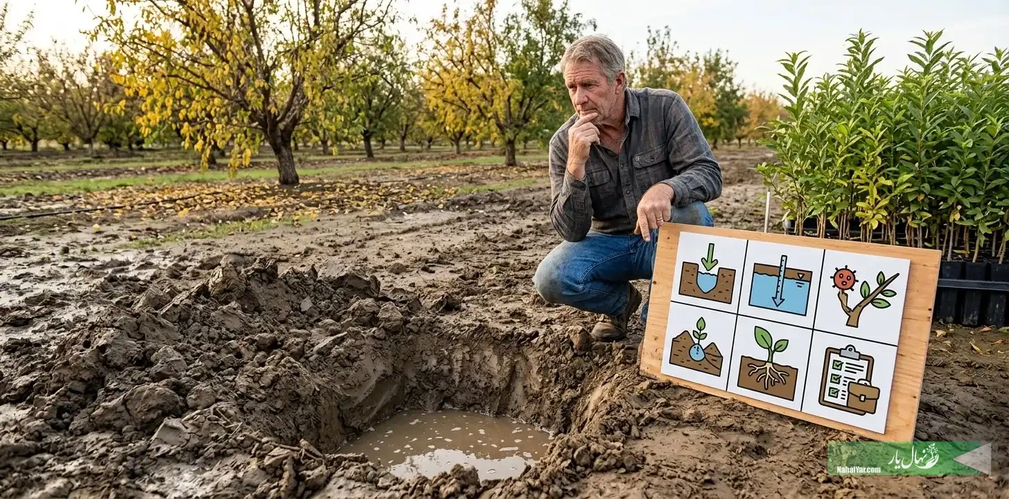 نهال بادام در خاک سنگین و آب‌ماندگی؛ بخریم یا نه؟